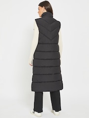 NOISY MAY Black Maxi Length Padded Quilted Collarless Gilet - Image 3 of 5