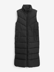 NOISY MAY Black Maxi Length Padded Quilted Collarless Gilet - Image 5 of 5