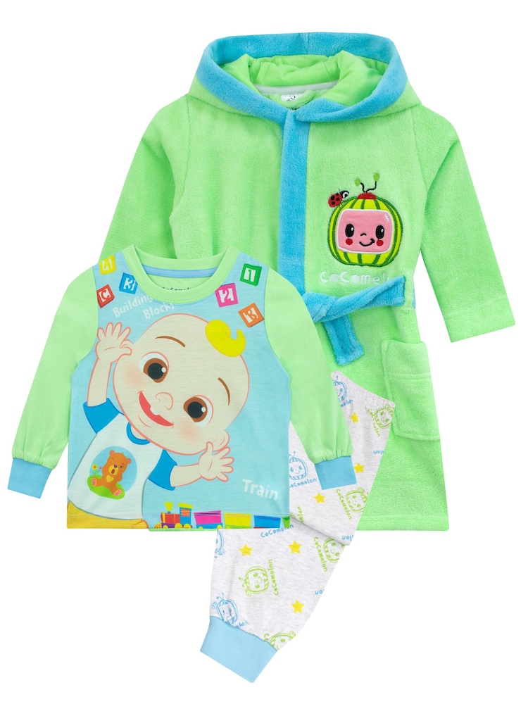 Character Green Cocomelon Dressing Gown And Pyjamas Set - Image 1 of 5