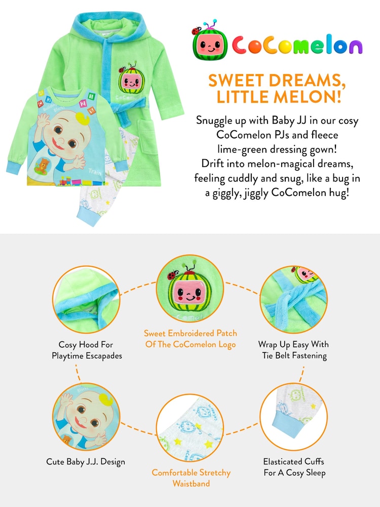 Character Green Cocomelon Dressing Gown And Pyjamas Set - Image 5 of 5