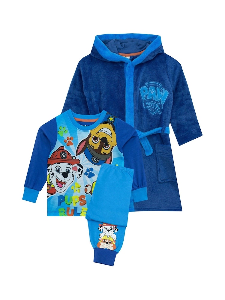 Character Blue Paw Patrol Dressing Gown And Pyjamas Set - Image 1 of 10