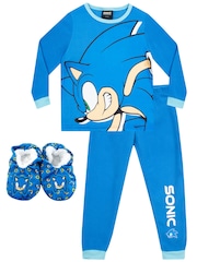 Character Blue Sonic Twosie Pyjamas Set With Slipper Socks - Image 1 of 5