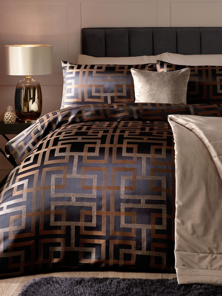 Soiree Black Bardon Woven Jacquard Duvet Cover Set - Image 1 of 3