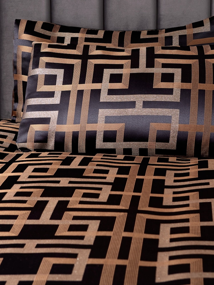 Soiree Black Bardon Woven Jacquard Duvet Cover Set - Image 2 of 3