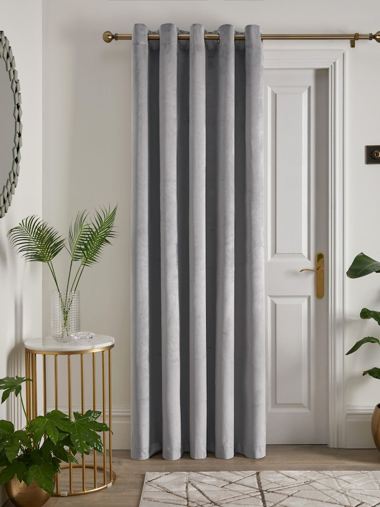 Laurence Llewelyn-Bowen Silver Montrose Blackout Thermal Eyelet Single Curtain - Image 2 of 4