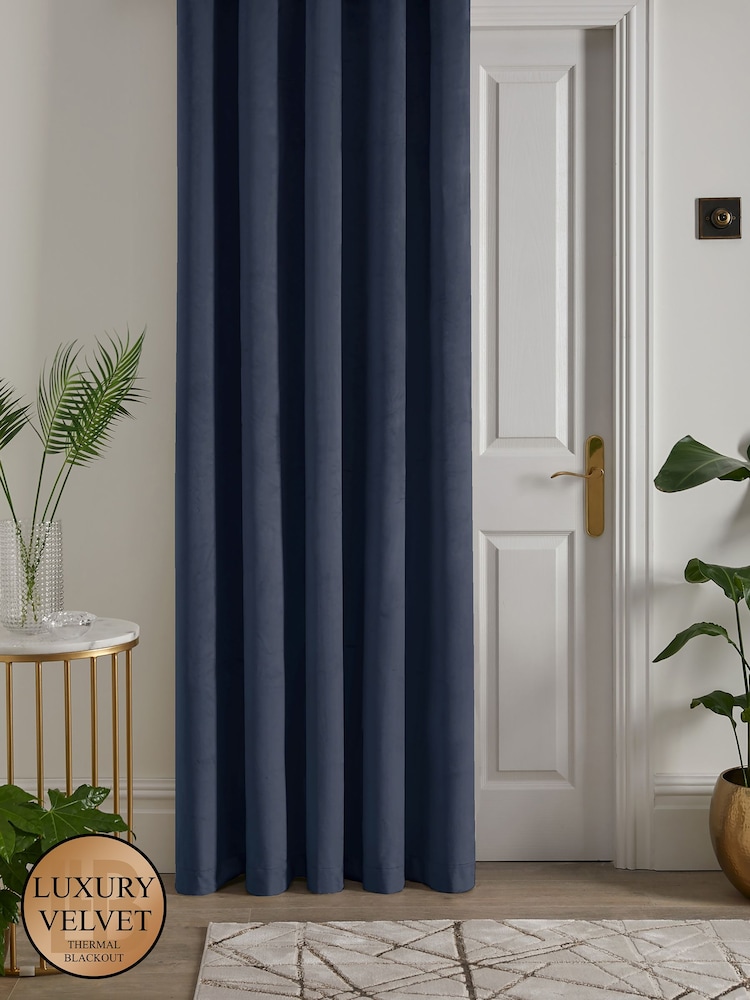 Laurence Llewelyn-Bowen Blue Montrose Blackout Thermal Eyelet Single Set - Image 1 of 4