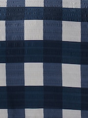 Fusion Blue Seersucker Gingham Check Brushed Duvet Cover Set - Image 3 of 4