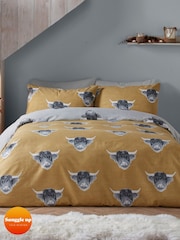 Fusion Yellow Highland Cow Brushed Duvet Cover Set - Image 1 of 4