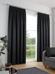 Fusion Black Galaxy Room Darkening Woven Pair of Pencil Pleat Curtains - Image 1 of 4