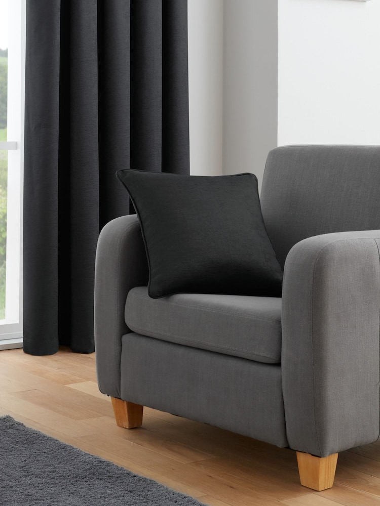 Fusion Black Galaxy Room Darkening Woven Pair of Pencil Pleat Curtains - Image 3 of 4
