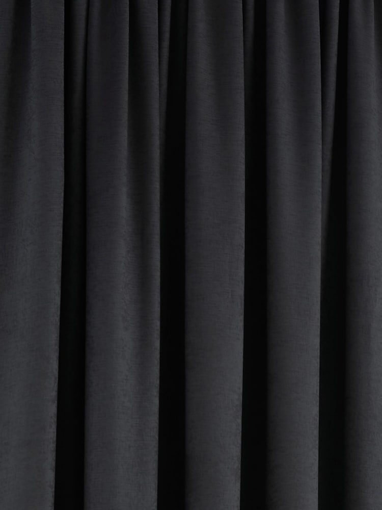 Fusion Black Galaxy Room Darkening Woven Pair of Pencil Pleat Curtains - Image 4 of 4
