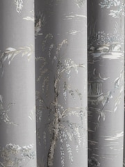Dreams & Drapes Grey Oriental Garden Blackout Thermal Eyelet Curtains - Image 3 of 3
