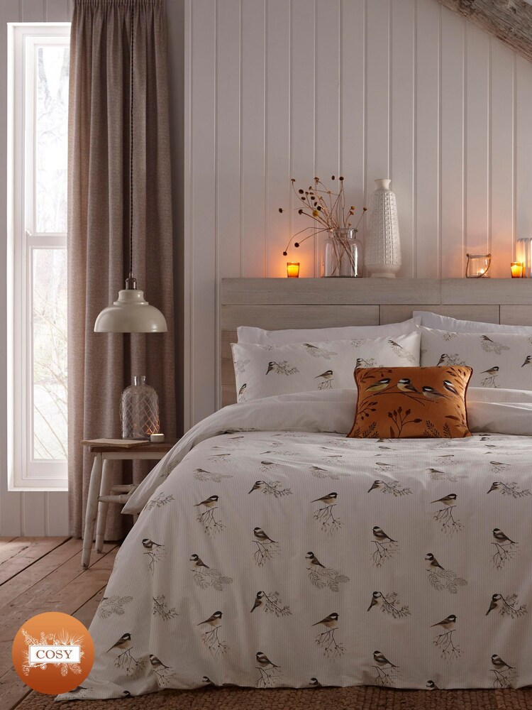 Dreams & Drapes Natural Chickadees Brushed 100% Cotton Duvet Cover Set - Image 1 of 3