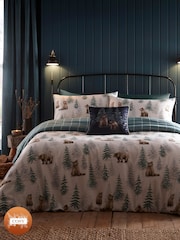 Dreams & Drapes Natural Bear Walks Brushed 100% Cotton Duvet Cover Set - Image 1 of 4