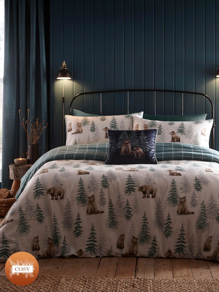 Dreams & Drapes Natural Bear Walks Brushed 100% Cotton Duvet Cover Set - Image 1 of 4