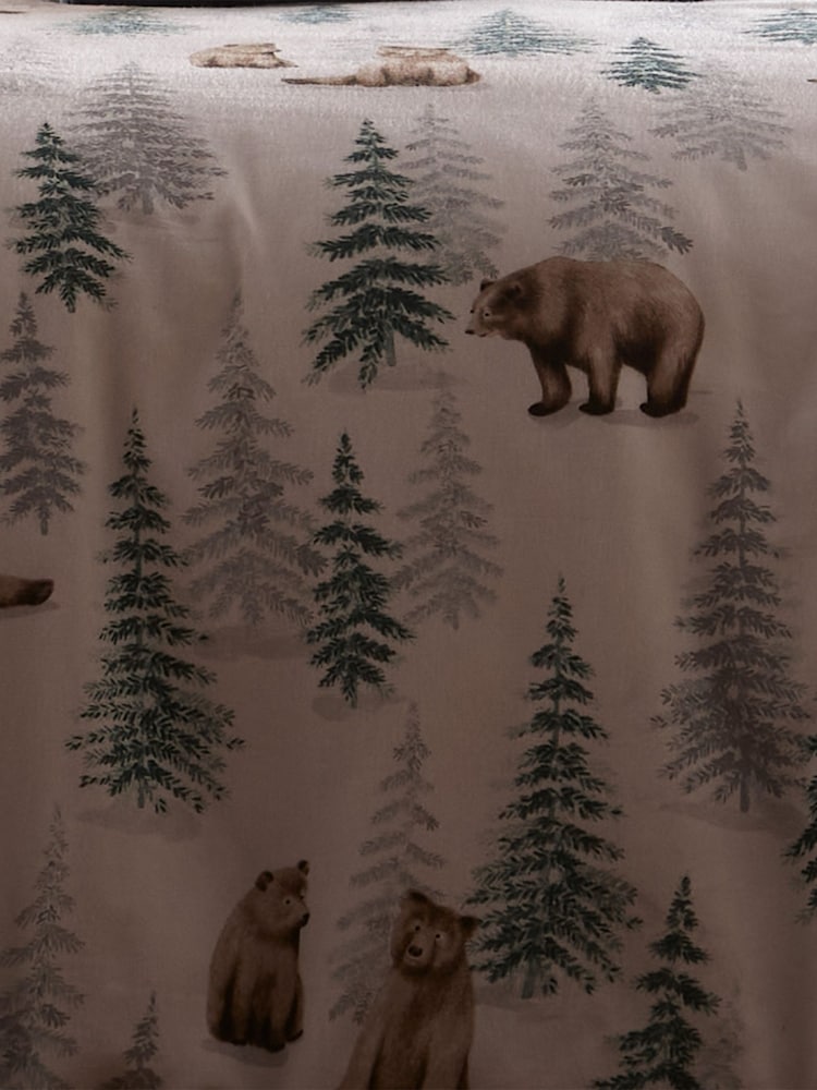 Dreams & Drapes Natural Bear Walks Brushed 100% Cotton Duvet Cover Set - Image 4 of 4