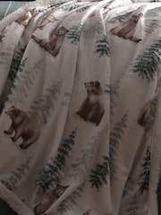 Dreams & Drapes Natural Bear Walks Plush Fleece Bedspread - Image 3 of 4