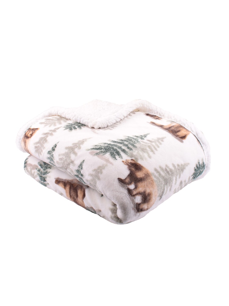 Dreams & Drapes Natural Bear Walks Plush Fleece Bedspread - Image 4 of 4