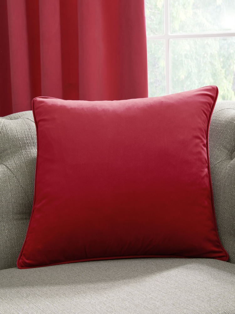 Laurence Llewelyn-Bowen Red Montrose Velvet Filled Cushion - Image 1 of 4
