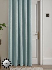 Fusion Blue Strata Dim Out Woven Eyelet Single Door Curtains - Image 1 of 4