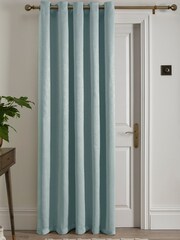 Fusion Blue Strata Dim Out Woven Eyelet Single Door Curtains - Image 2 of 4