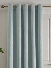 Fusion Blue Strata Dim Out Woven Eyelet Single Door Curtains - Image 3 of 4