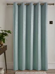 Fusion Blue Strata Dim Out Woven Eyelet Single Door Curtains - Image 4 of 4