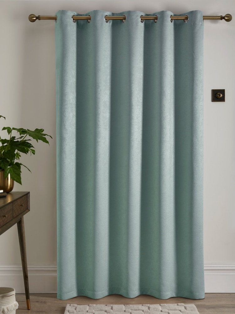 Fusion Blue Strata Dim Out Woven Eyelet Single Door Curtains - Image 4 of 4