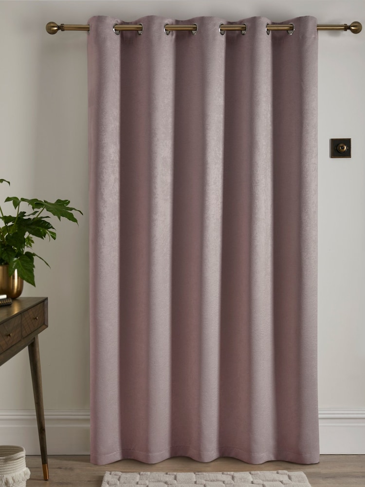 Fusion Pink Strata Room Darkening Woven Eyelet Single Door Curtains - Image 3 of 3 Fusion Pink Strata Room Darkening Woven Eyelet Single Door Curtains - Image 3 of 3