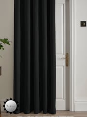 Fusion Black Strata Room Darkening Woven Eyelet Single Door Curtains - Image 1 of 4