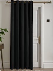 Fusion Black Strata Room Darkening Woven Eyelet Single Door Curtains - Image 2 of 4