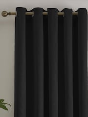 Fusion Black Strata Room Darkening Woven Eyelet Single Door Curtains - Image 3 of 4