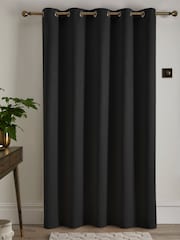 Fusion Black Strata Room Darkening Woven Eyelet Single Door Curtains - Image 4 of 4