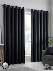 Fusion Strata Room Darkening Woven Pair of Eyelet Curtains - Imagem 1 de 4