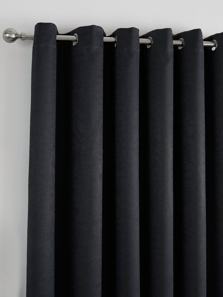 Fusion Strata Room Darkening Woven Pair of Eyelet Curtains - Image 3 of 4