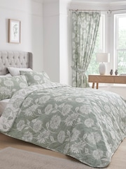 Dreams & Drapes Green Chrysanthemum Quilted Bedspread - Image 1 of 3