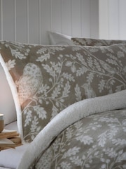 Dreams & Drapes Green Woodland Owls Plush Fleece Duvet Cover Set - Image 3 of 4