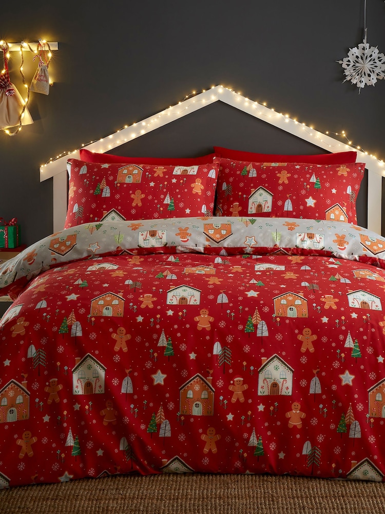 Bedlam Gingerbread House Reversible Christmas Duvet Cover Set - Изображение 1 из 4