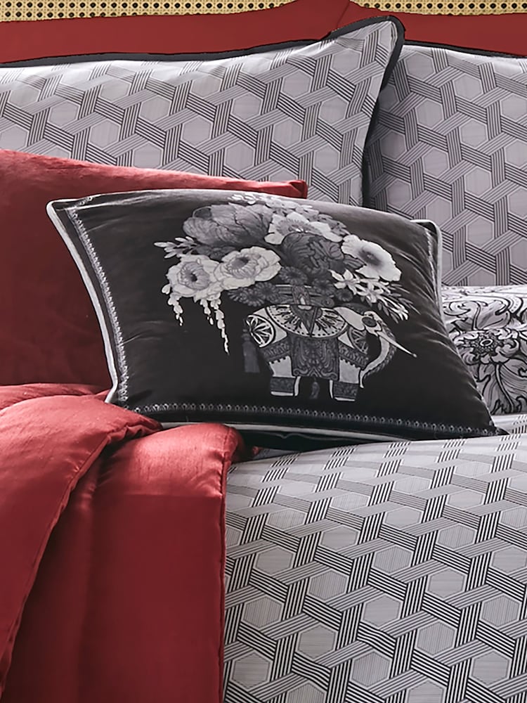 Laurence Llewelyn-Bowen Black Generou Elephant Velvet Filled Cushion - Image 1 of 5 Laurence Llewelyn-Bowen Black Generou Elephant Velvet Filled Cushion - Image 1 of 5