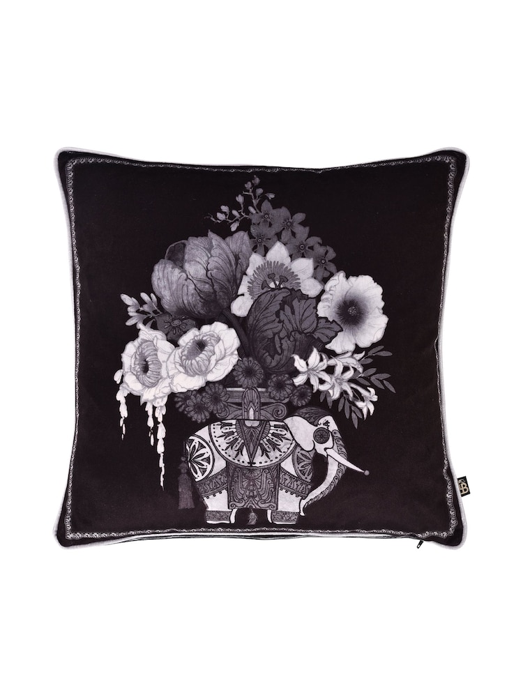 Laurence Llewelyn-Bowen Black Generou Elephant Velvet Filled Cushion - Image 2 of 5 Laurence Llewelyn-Bowen Black Generou Elephant Velvet Filled Cushion - Image 2 of 5