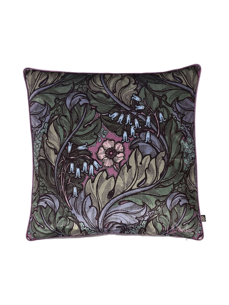 Laurence Llewelyn-Bowen Green Rambleicious Velvet Filled Cushion - Image 1 of 4