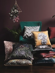 Laurence Llewelyn-Bowen Green Rambleicious Velvet Filled Cushion - Image 2 of 4