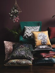 Laurence Llewelyn-Bowen Red Rambleicious Velvet Filled Cushion - Image 2 of 4