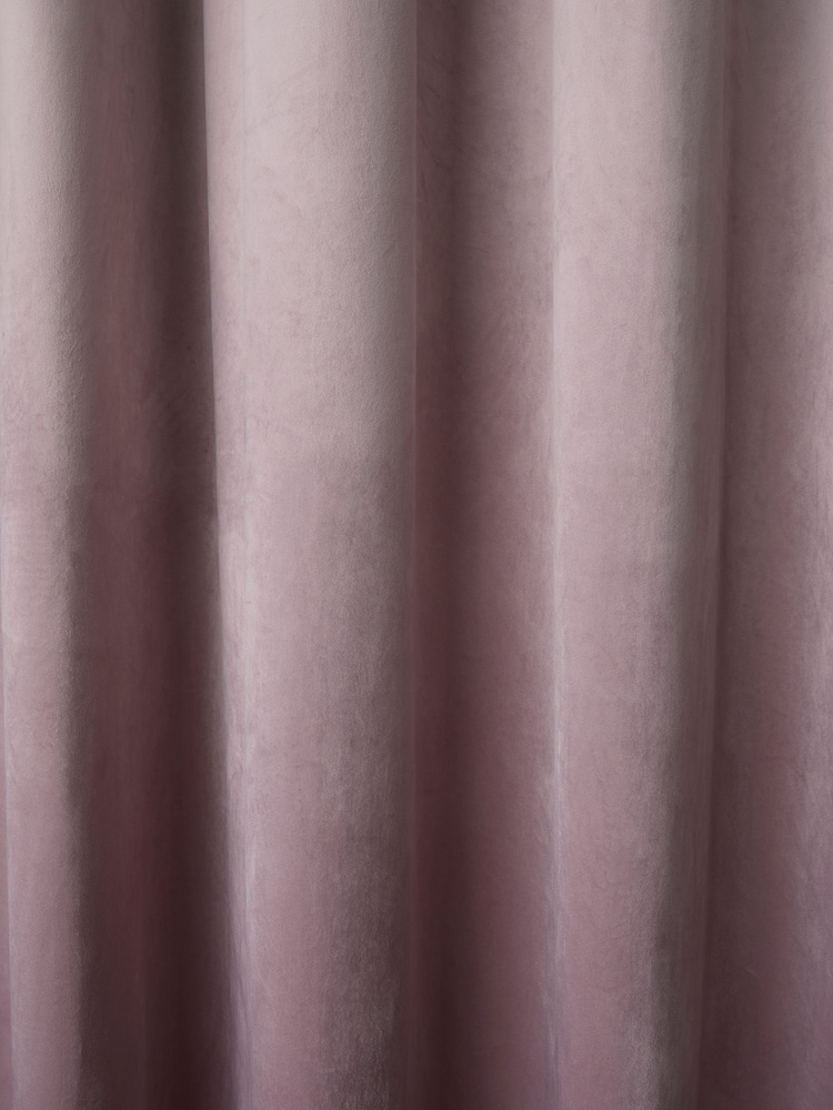 Laurence Llewelyn-Bowen Pink Montrose Velvet Blackout Thermal Eyelet Door Curtains - Image 3 of 3