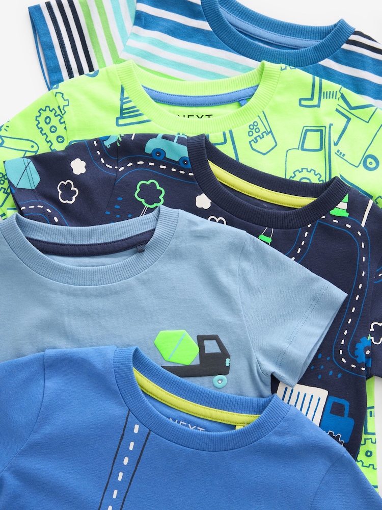 Modre/zelene - kratek rokav; s kratkimi rokavi majica 5 Pack (3mths-7yrs) - Slika 6 iz 6