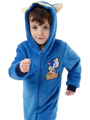 Character Blue Sonic The Hedgehog Fleece All In One - Image 8 of 10