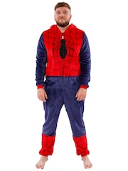Character Red Marvel Spiderman Hooded Fleece All In One - Image 1 of 3