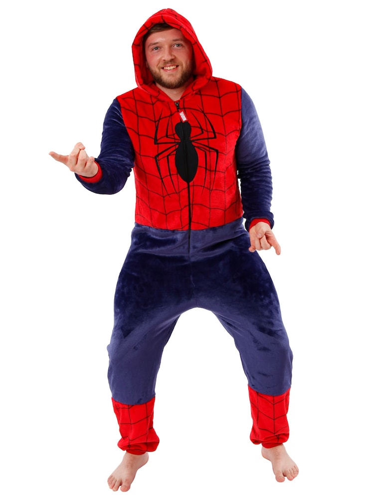 Character Red Marvel Spiderman Hooded Fleece All In One - Image 3 of 3