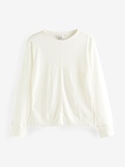 Ecru 100% Linen Long Sleeve Crew Top - Image 6 of 7