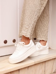 Linzi White Harlem Faux Leather Platform Trainers - Image 1 of 5